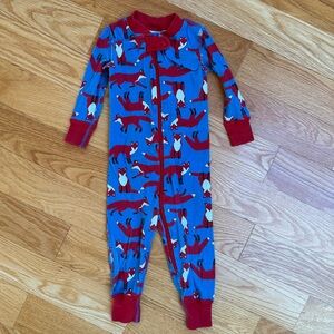 Hanna Andersson HannaJams Zip Up Sleeper - 75cm 12-18 Mo - Blue with Red Foxes
